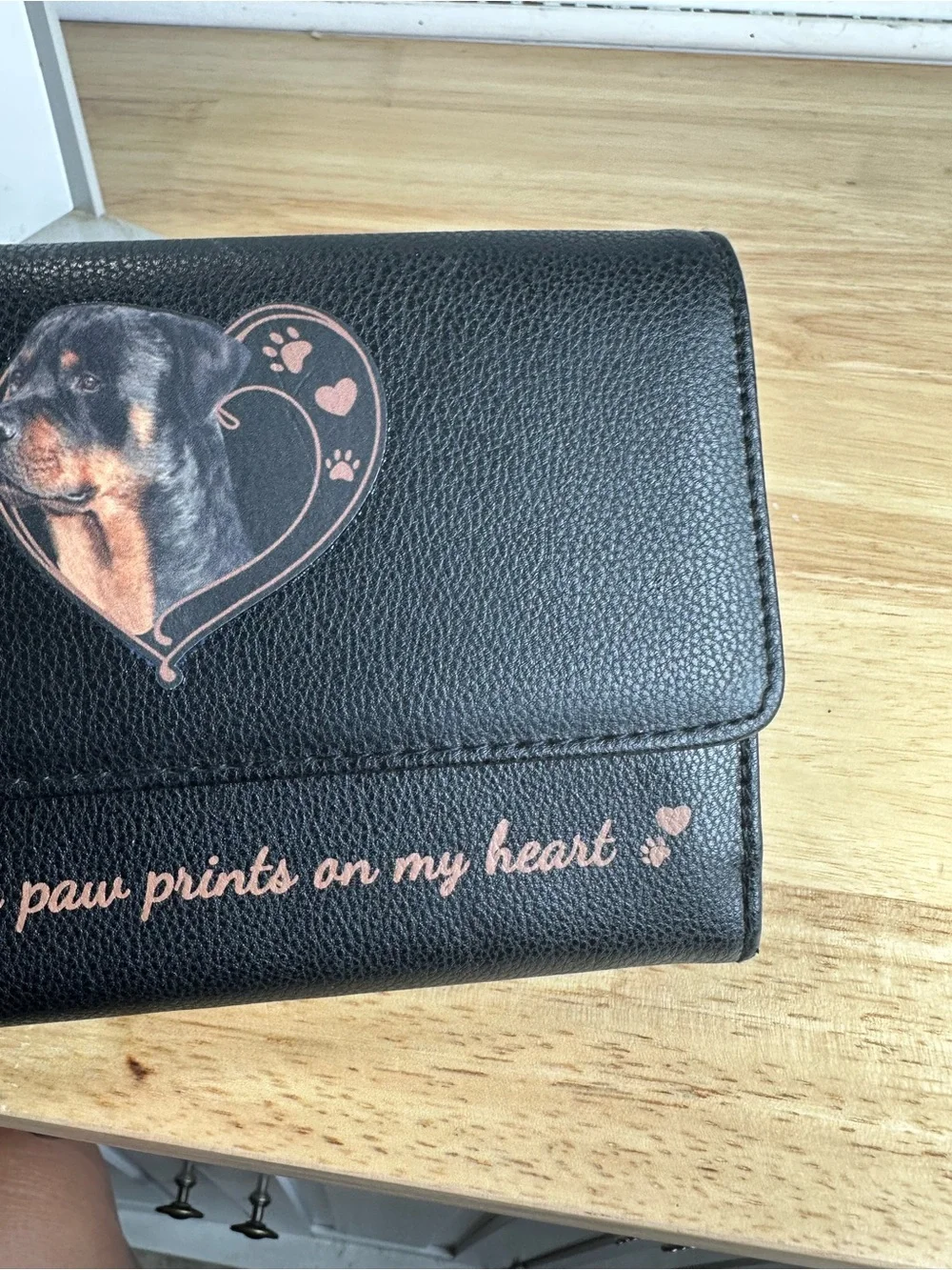 Rottweiler The Bradford Exchange Black Wallet with my dog leaves prints vintage